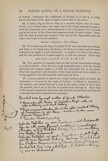 (SCIENTISTS.) BOHR, NEILS. James Hopwood Jeans. An Elementary Treatise on Theoretical Mechanics. Signed on front blank, with a 16-line
